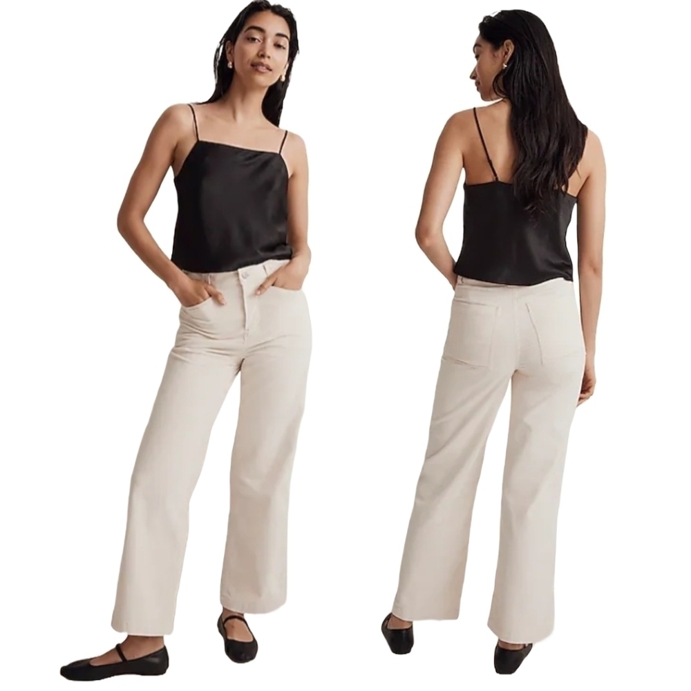 Madewell Cream Wide Leg Corduroy Pants 33 NWT High Waist Boho Minimalist Coastal